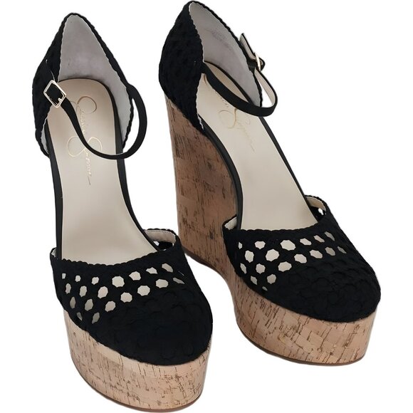 Jessica Simpson Marshela Ankle-Strap Platform Wedge Sandals Black US 10M - Picture 1 of 6